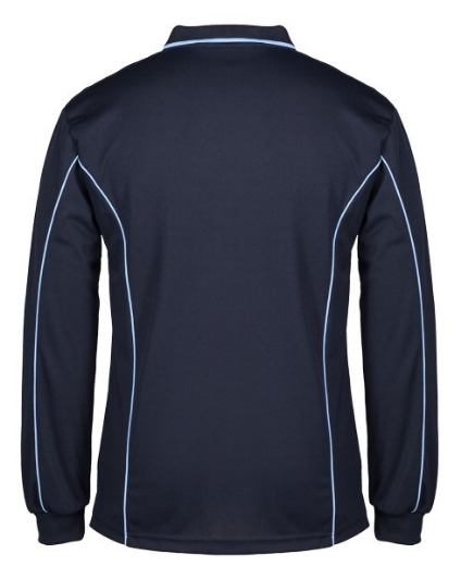 Picture of Podium Mens Piping Polo Shirt 100% Polyester Pique Knit Long Sleeve